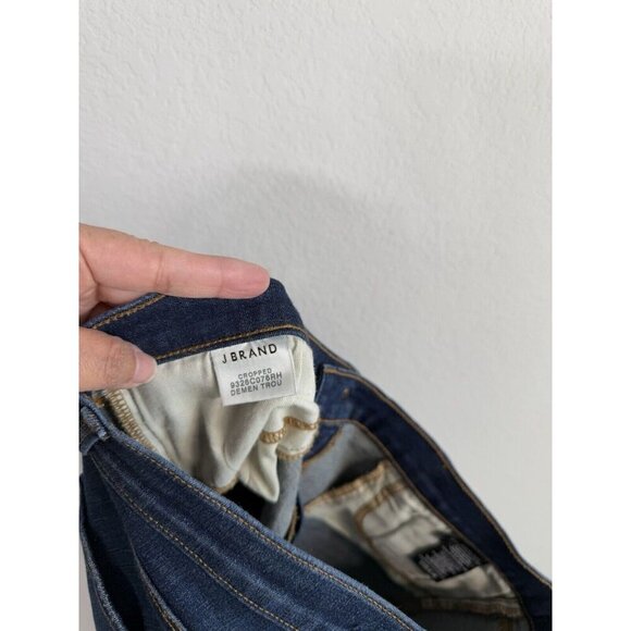 J‎ Brand Cropped Jeans Women's 31 Blue Demen Trou Mid Rise Dark Wash Distressed - Picture 8 of 10